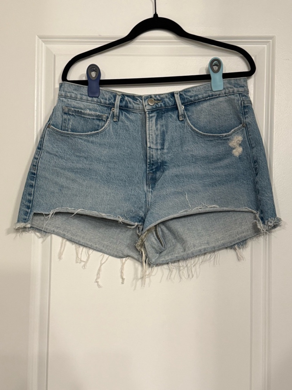 Good American Good 90s Short In Blue650 High Rise Cut Off Denim Shorts Size 10